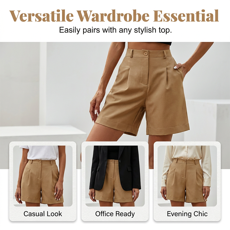 Geplooide short voor dames met hoge taille