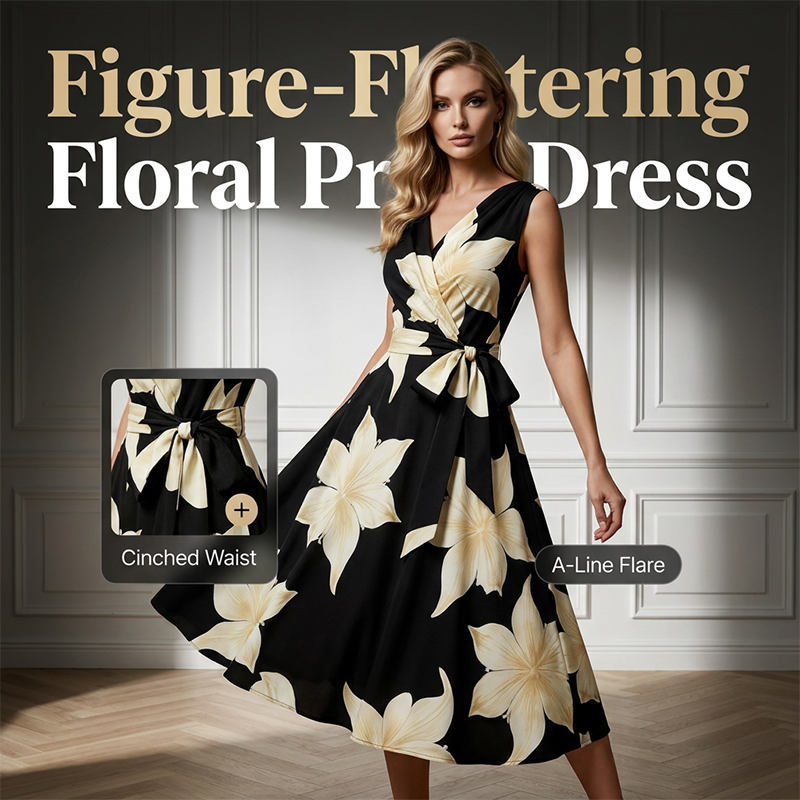 Dames mouwloze jurk met bloemenprint