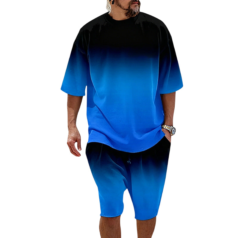 Completo da uomo con maglietta e shorts con stampa sfumata
