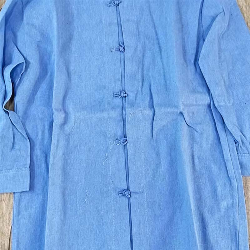Camisa informal de lino para hombre con cuello mao