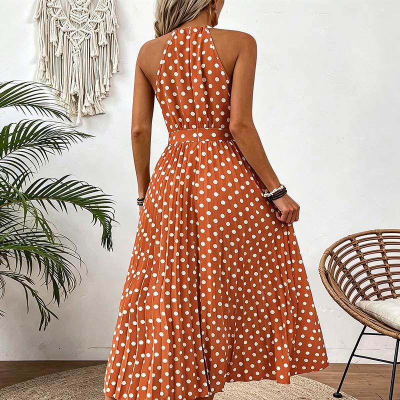 Abito da donna a pois con scollo all'americana