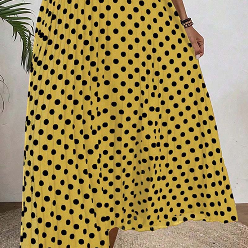 Abito da donna a pois con scollo all'americana