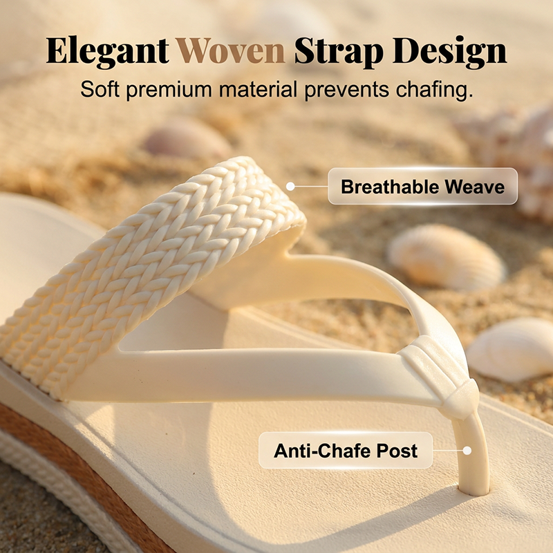 Chanclas de plataforma para mujer con tiras tejidas