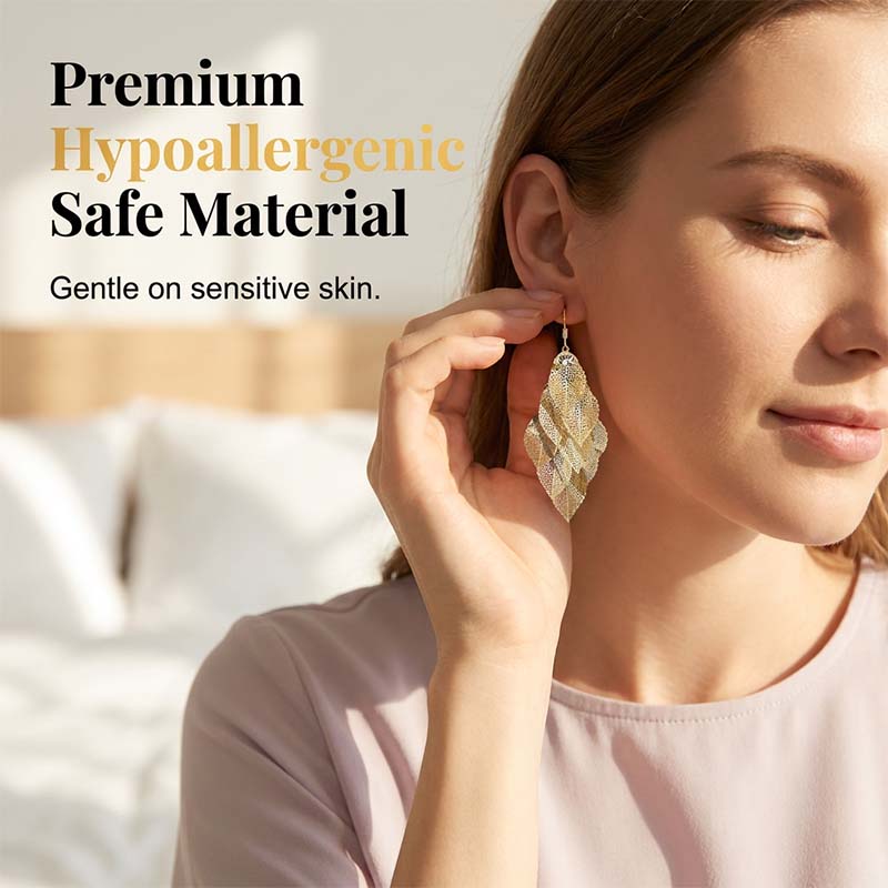 AHORA Pendientes elegantes de hoja calada en cascada para mujer