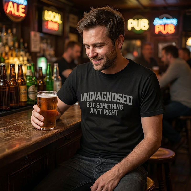 Grappig T-shirt met de slogan ‘Nog niet gediagnosticeerd’ - gevat, zacht en een echte gespreksstarter