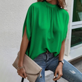 Top de cuello alto para mujer - manga murciélago, corte holgado y caída elegante