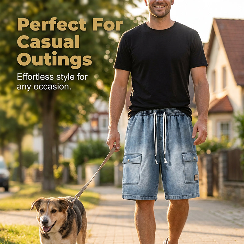 Pantalones cortos holgados de mezclilla de estilo urbano para hombre