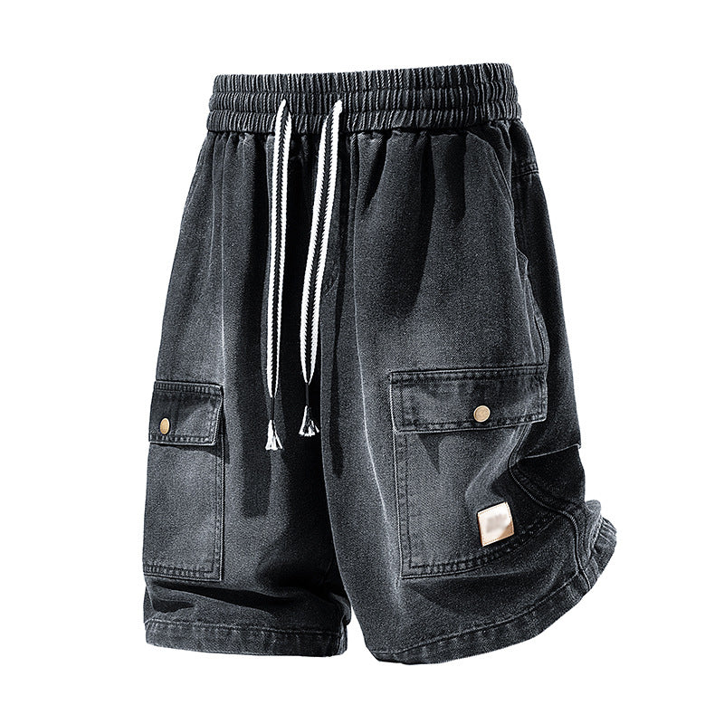 Pantalones cortos holgados de mezclilla de estilo urbano para hombre