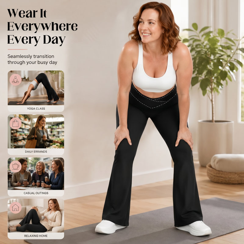Pantaloni da yoga da donna a vita alta con incrocio
