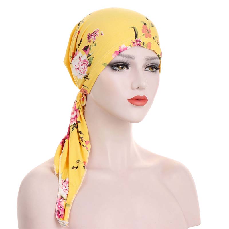 Women's Floral Pre-Tied Head Scarf Turban