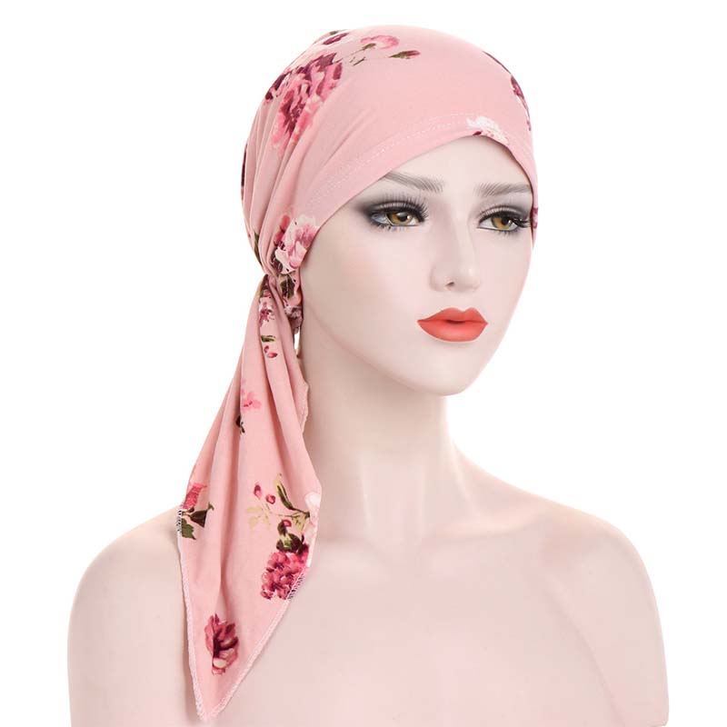 Women's Floral Pre-Tied Head Scarf Turban