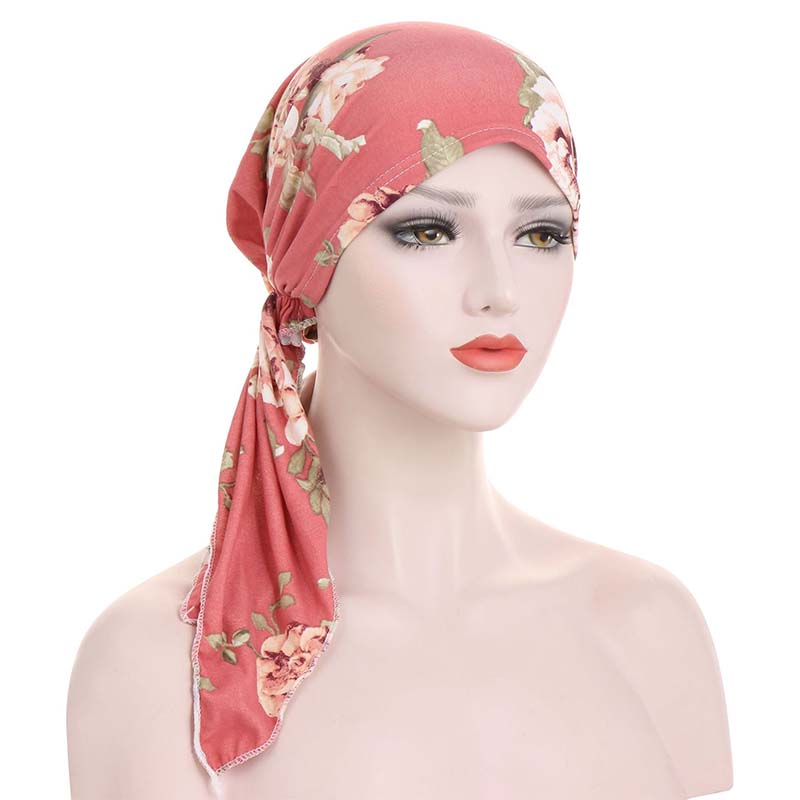 Women's Floral Pre-Tied Head Scarf Turban