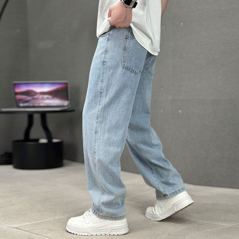Pantaloni da uomo dalla vestibilità ampia e gamba dritta con tasche classiche