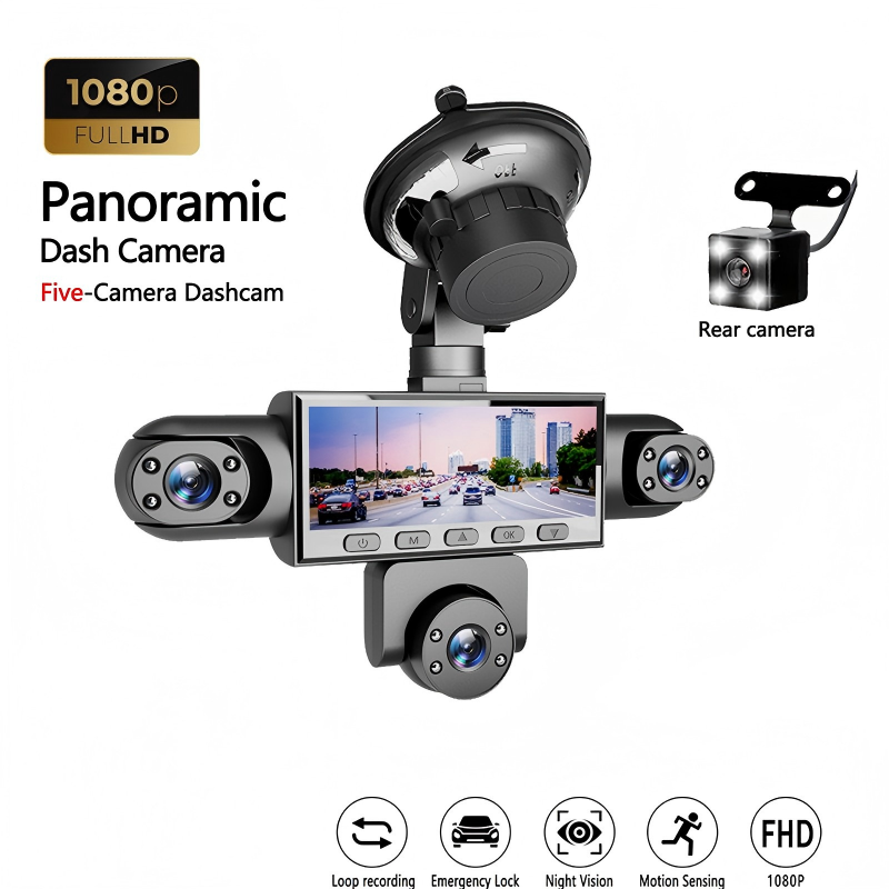 Panoramische dashcam met 5 camera's ¨C volledig zicht zonder dode hoeken