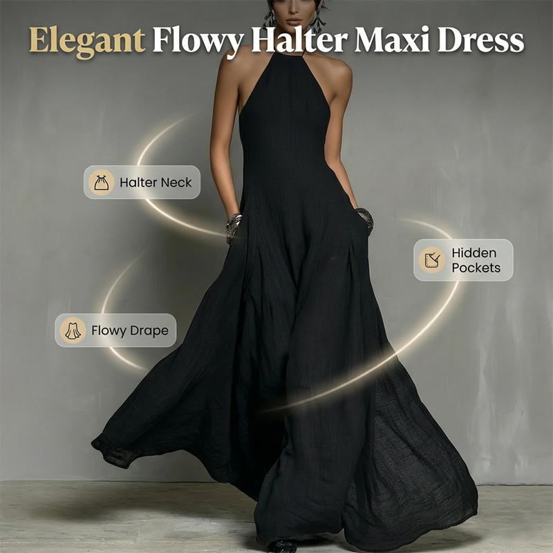 Elegante mouwloze halter-maxi-jurk voor dames