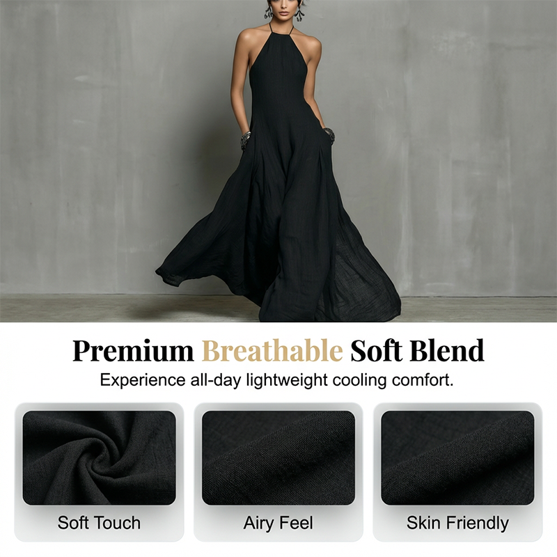 Elegante mouwloze halter-maxi-jurk voor dames