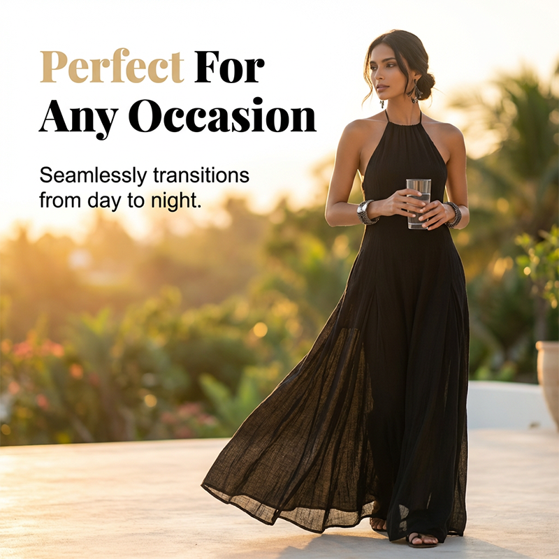 Elegante mouwloze halter-maxi-jurk voor dames