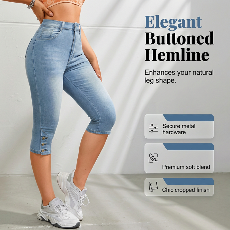 Capri-jeans met hoge taille - rekbaar comfort en flatterende lift