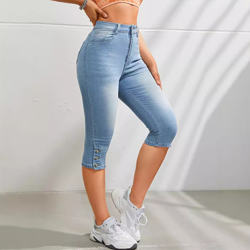 Capri-jeans met hoge taille - rekbaar comfort en flatterende lift