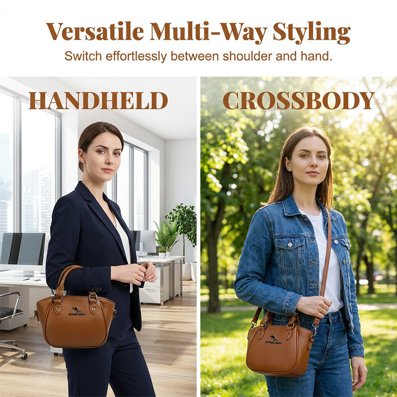 TIME Retro Boston Handbag ¨C Pebbled Texture, Crossbody, Compact & Spacious