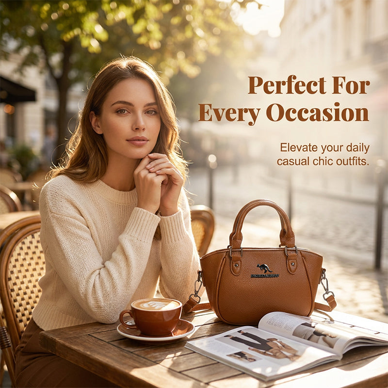 TIME Retro Boston Handbag ¨C Pebbled Texture, Crossbody, Compact & Spacious