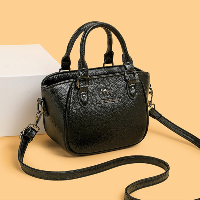 TIME Retro Boston Handbag ¨C Pebbled Texture, Crossbody, Compact & Spacious