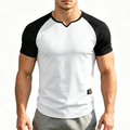 Camiseta deportiva para hombre con manga raglán y escote en V