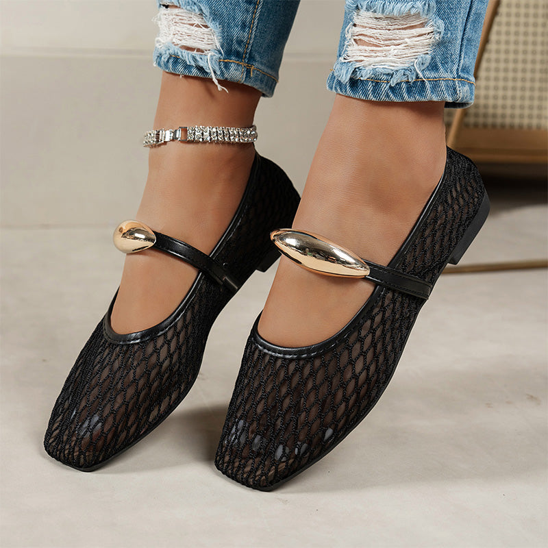 Bailarinas elegantes y transpirables para mujer, con diseño calado