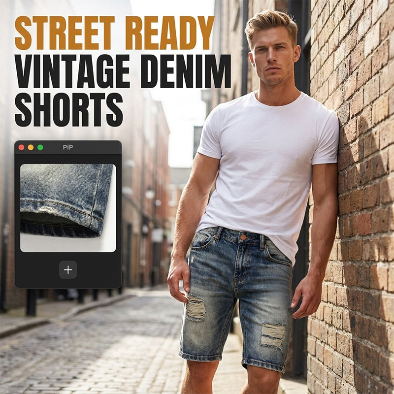 Pantaloncini di jeans vintage effetto usato