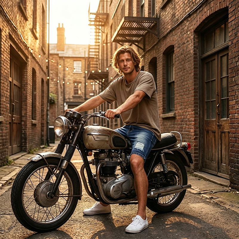 Pantaloncini di jeans vintage effetto usato