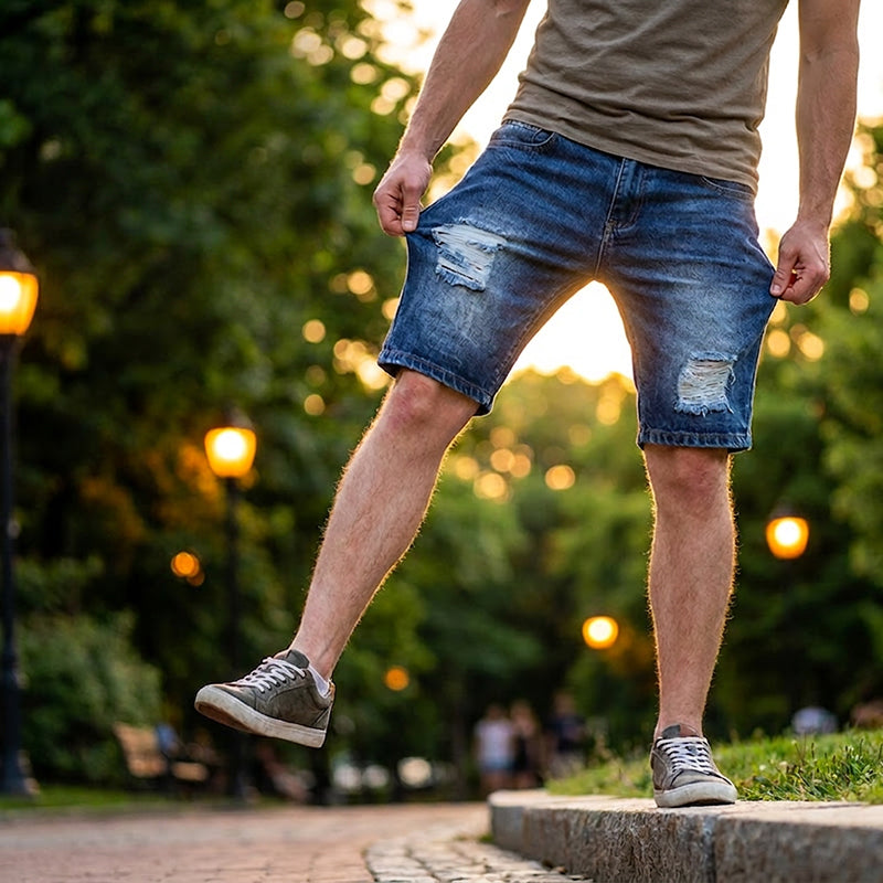 Pantaloncini di jeans vintage effetto usato