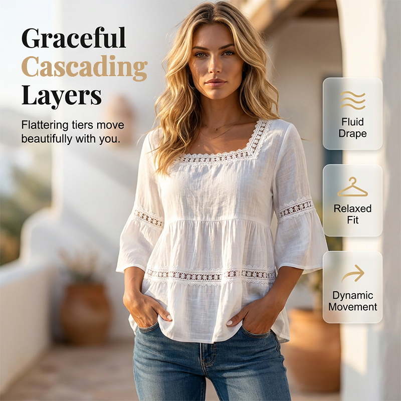 Blusa estiva elegante con scollo quadrato