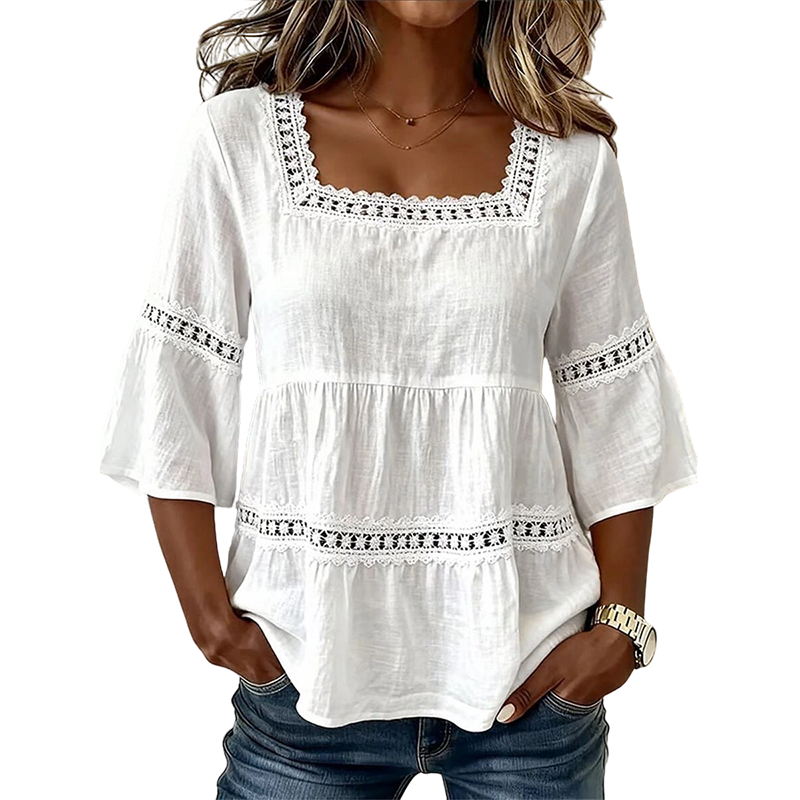 Blusa estiva elegante con scollo quadrato
