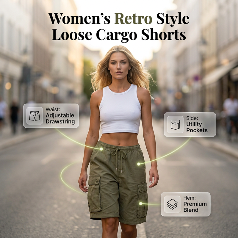 Pantaloncini cargo larghi da donna in stile rétro