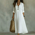 Robe longue bohème à volants et col en V