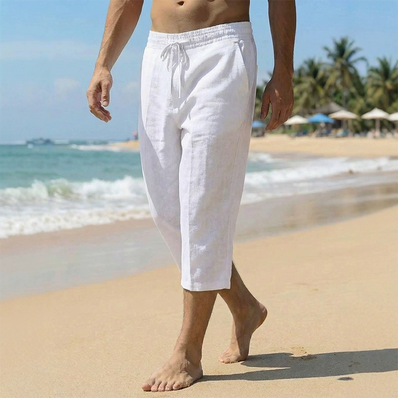 Men's Casual Capri Pants with Drawstring Waist