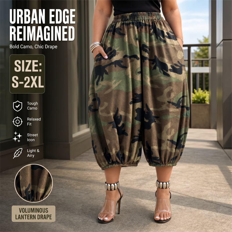 Zomerse camouflagebroek met cropped pijpen voor dames