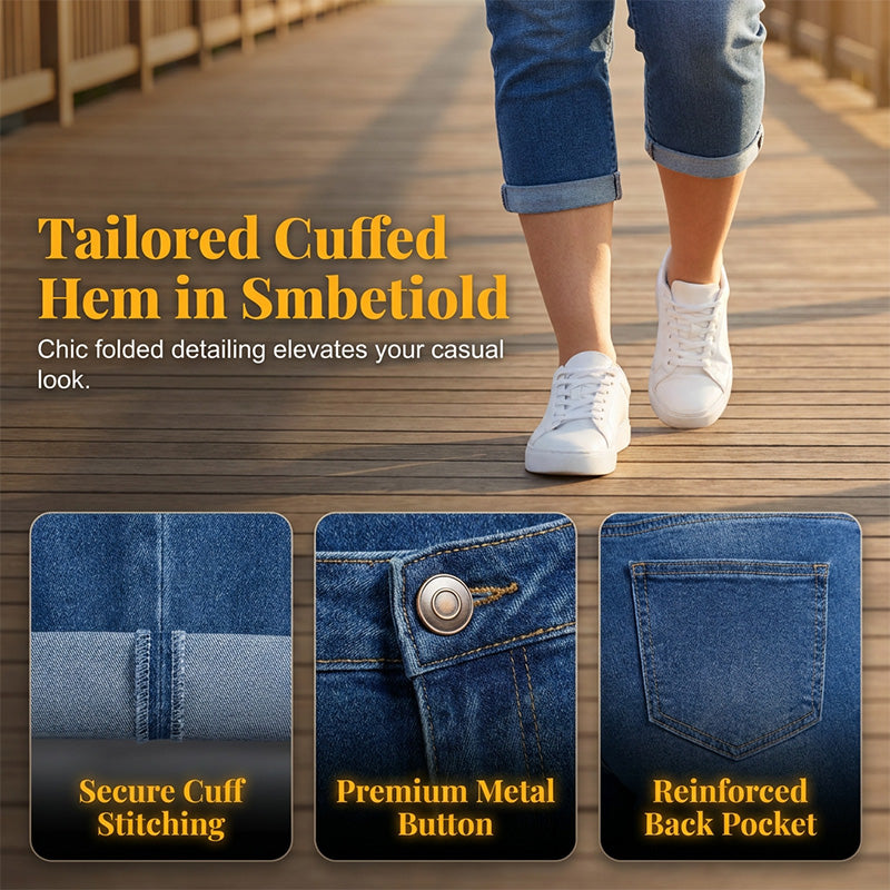 Damescapribroek met stretch en hoge taille