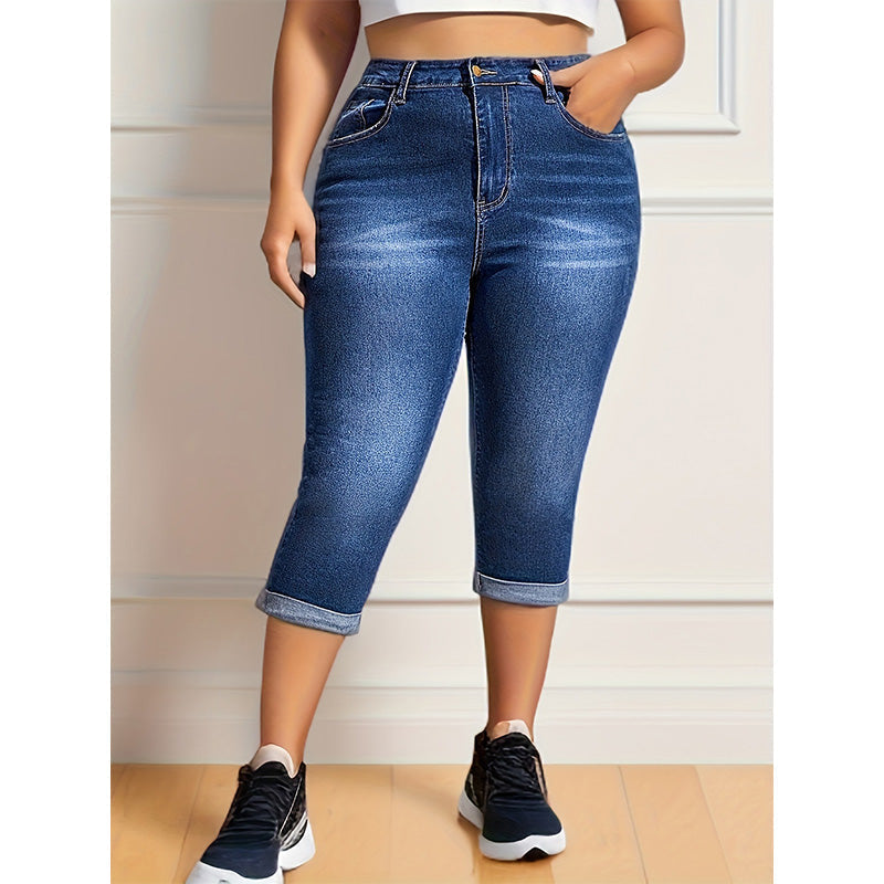 Damescapribroek met stretch en hoge taille