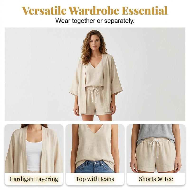 Casual loungeset uit 3 delen voor dames met vest