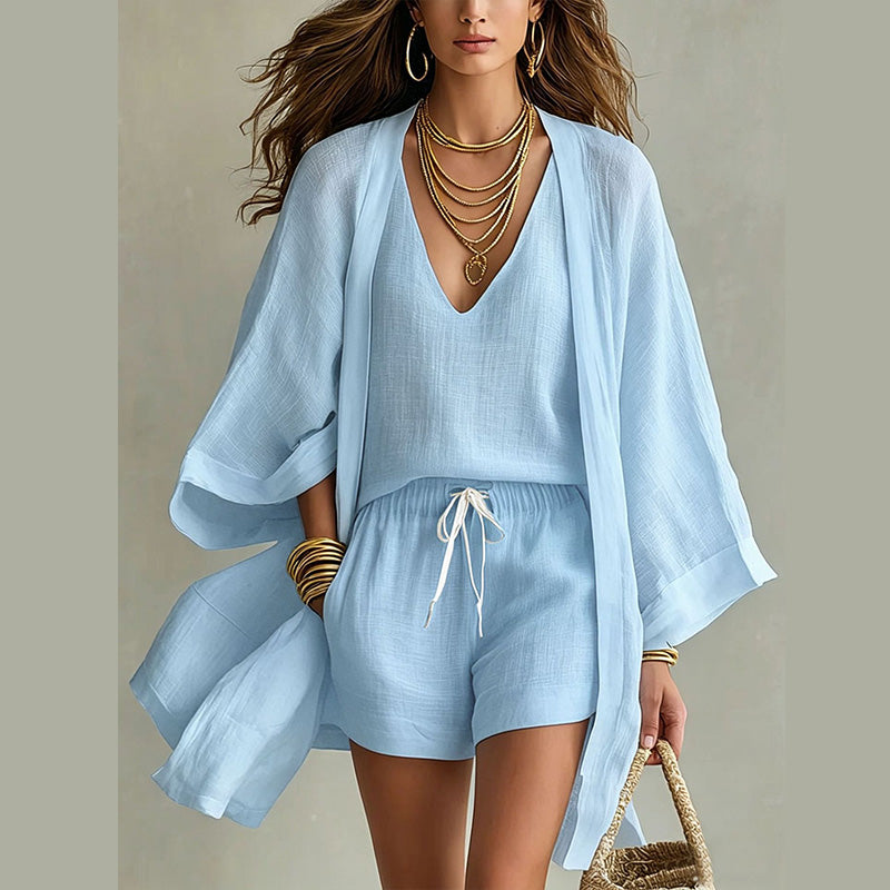 Women's Casual 3-Piece Lounge Set with Cardigan