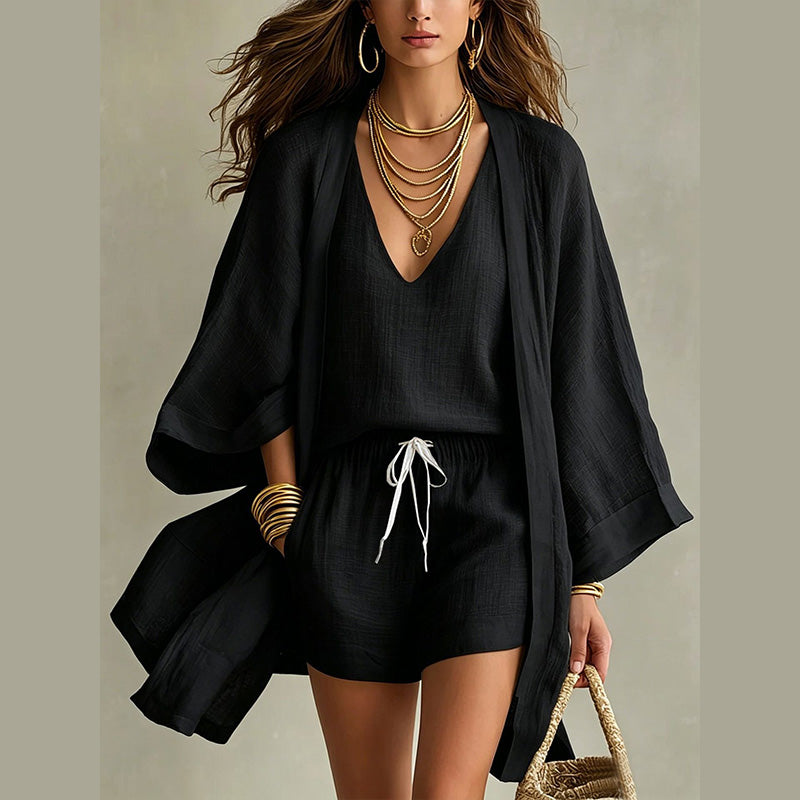 Women's Casual 3-Piece Lounge Set with Cardigan