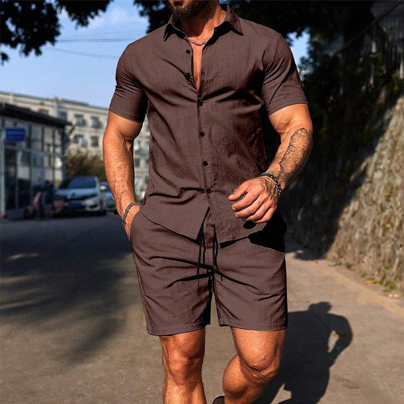 Men's Casual Short Sleeve Shirt & Shorts Set