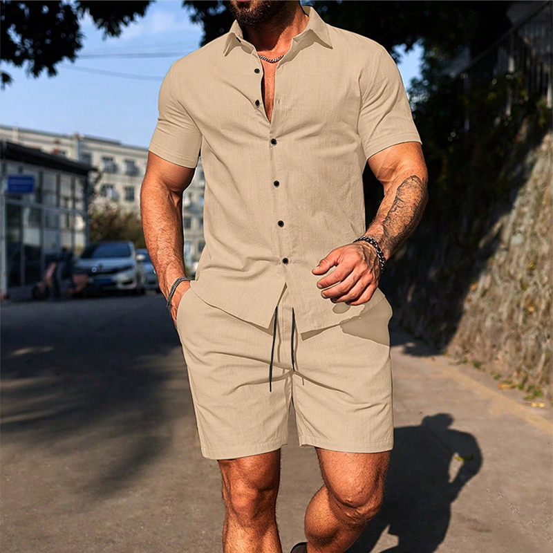 Men's Casual Short Sleeve Shirt & Shorts Set