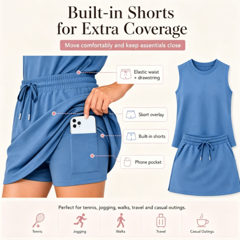 Women's Sleeveless Tank Top & Skort Set