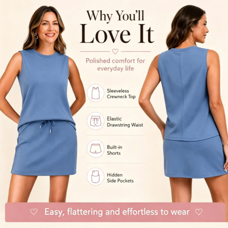 Women's Sleeveless Tank Top & Skort Set