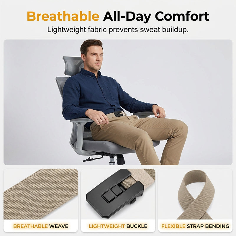 New Arrival Men Push-Pull Automatic Buckle Casual Polyester Belt