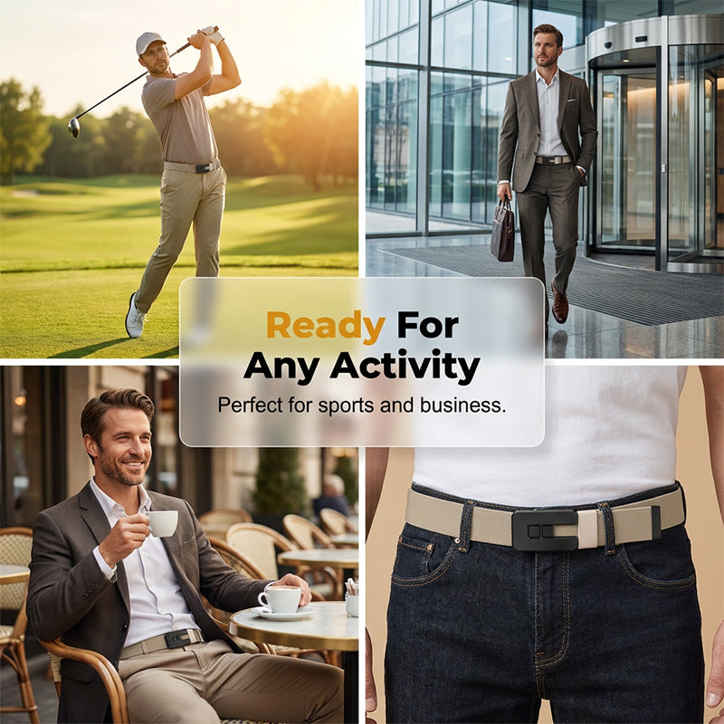 New Arrival Men Push-Pull Automatic Buckle Casual Polyester Belt