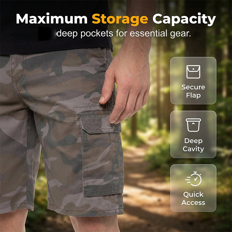 NU Heren camouflage-cargoshort met meerdere zakken