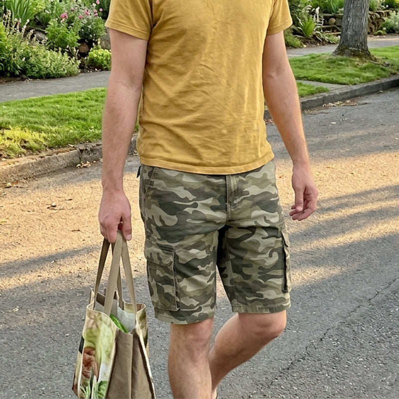 NU Heren camouflage-cargoshort met meerdere zakken